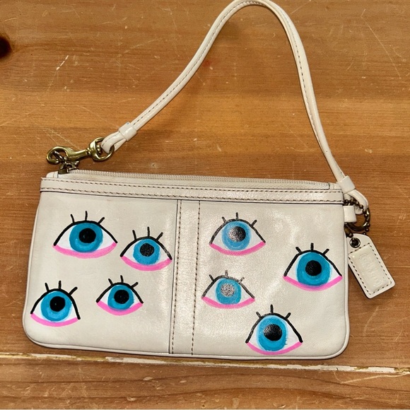 Coach White and Brown Wristlet - Picture 3 of 5